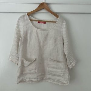 Rare Pyne & Smith white pinstripe medium artist blouse